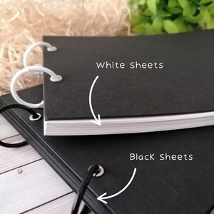Álbum de fotos, álbum personalizado, livro de memórias, álbum de recortes, álbum preto com anéis, livro de visitas, presente original, inclui 4 molduras pretas para fotos imagem 3