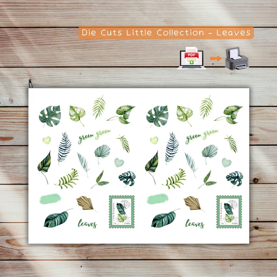 Printable Die Cuts Little Collection Leaves, A4 Digital Download PDF