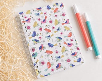 A5 Notebook, Handmade journal for your notes, creative ideas, Softcover Birds notebook, Scrapbook Notebook, Writing Gifts, Craft Gifts