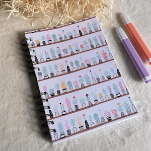 Softcover Notebook with Plant Pots, handmade journal for your notes and creative ideas, A5 notebook, handmade notebook, Scrap Book notebook