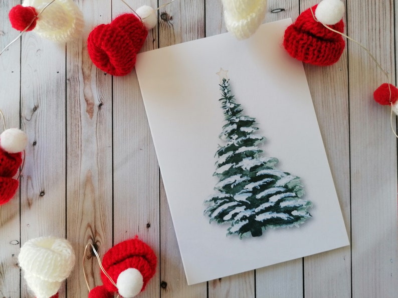 Illustrated Christmas Card Envelope, Christmas Card, Christmas Tree Card, Cute Card, Measurements: A6 10.5 cm x 14.8 cm / 4.1 x 5.8 image 1