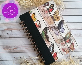 Spiral Notebook Lined with Scrapbooking Paper, Spiral Bound Dot Grid Notebook, Hard Cover, Handmade, Journal, Size 21cm x 15cm / 8.2” x 5.9”
