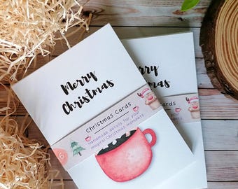 Conjunto de 12 cartões de Natal, cartões fofos para o feriado, decoração de Natal feita à mão, presente de Natal original, presente para os amantes do Natal, presentes