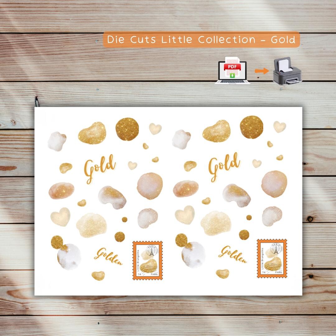 Printable Die Cuts Little Collection Gold, A4 Digital Download PDF