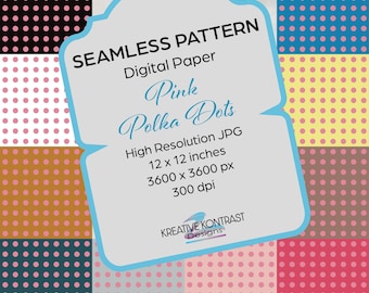 Seamless Pink Polka Dot Digital Surface Pattern - Perfect for Crafting, KDP, DIY Projects, POD, Textiles - Instant Download