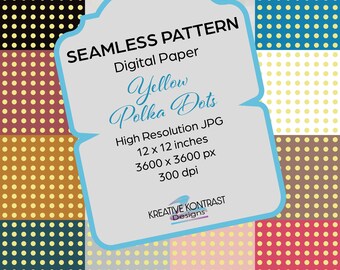 Seamless Yellow Polka Dot Digital Surface Pattern - Perfect for Crafting, KDP, DIY Projects, POD, Textiles - Instant Download