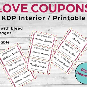 Cupones de Amor • Día de San Valentín • Descarga Instantánea • Plantilla KDP / Imprimible