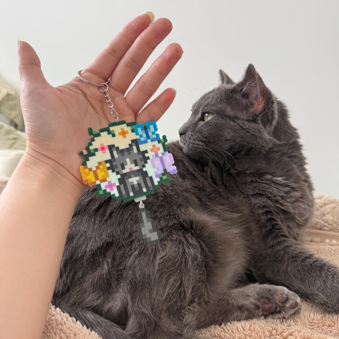 Custom Stardew Valley Cat Pixel Art Keychain/charm/pin | Handmade Fuse ...