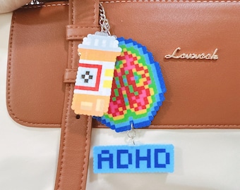 Mental Health Brain Keychain | CT Scan Style Fuse Bead Art