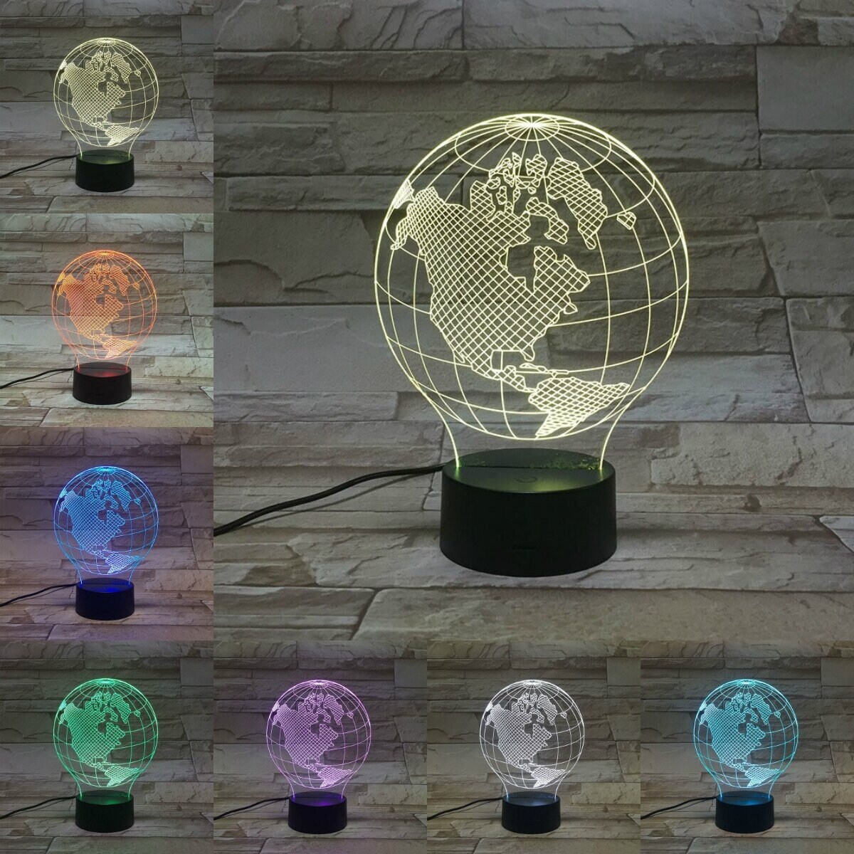 Globe LED Led Night Light With Remote Control Table desk Lamp Etsy