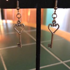 Small Antique Gold Key Earring