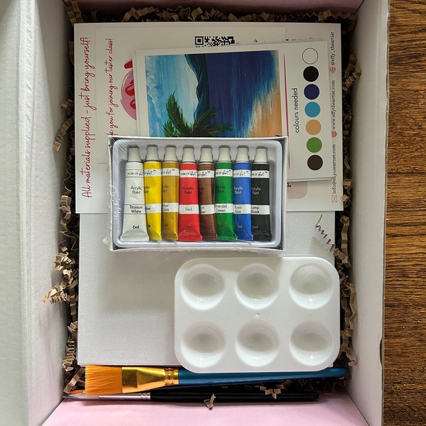 Paint at Home Kit includes Canvas, Brushes, and Inspiration Cards and more