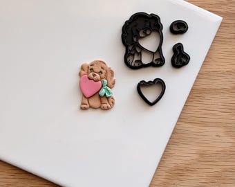 Valentine's Puppy Clay Cutter | Cute Clay Cutters | Heart Cutters for Polymer Clay