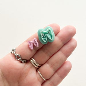 Resin Striped Ribbon Bow Stud Clay Cutter | Bow Stud Clay Cutters | Summer Picnic Cutters for Polymer Clay