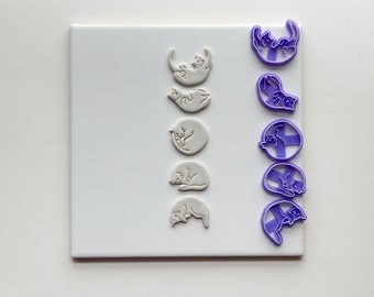 Cat Phase Cutter | Moon Phase Clay Cutters | Astral Cat (Catstral) Cutters for Polymer Clay
