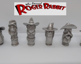 Who Framed Rogger Rabbit Eddie Valiant's Gun 6 Toon Metal figure Bullets Movie Prop Replica