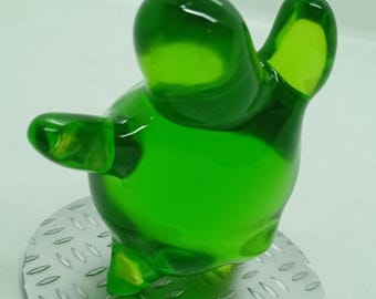 Inspired Flubber 100mm. Made With Super Transparent Green Resin plus stand.