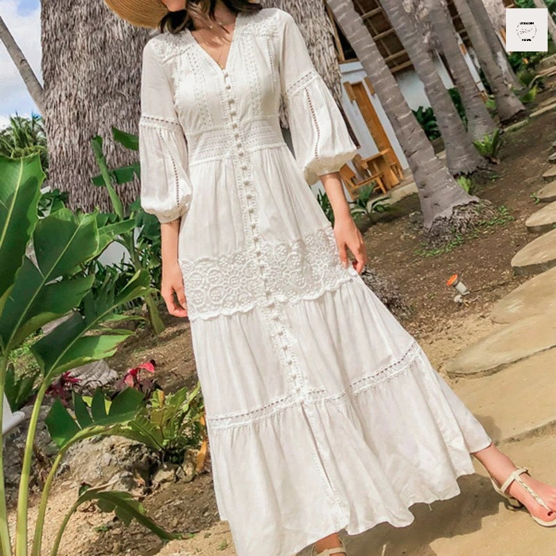 White Bohemian Dress - Etsy
