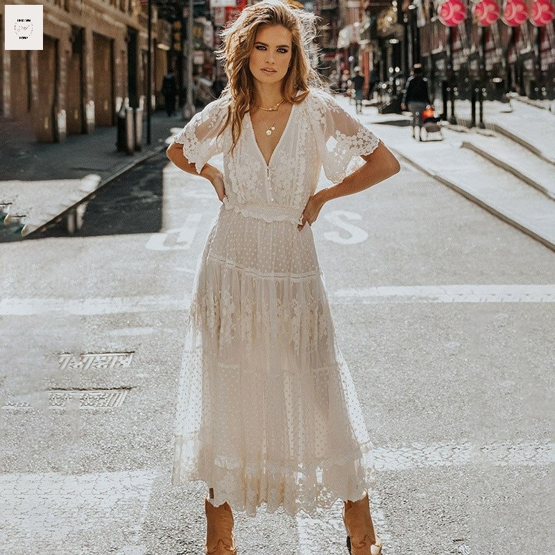 White Boho Dress - Etsy