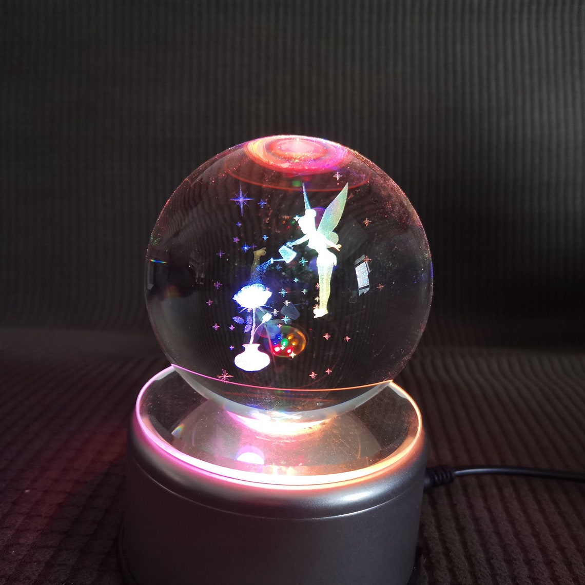 3D Crystal Ball Flower Fairy Crystal Ball With Rotating Color - Etsy
