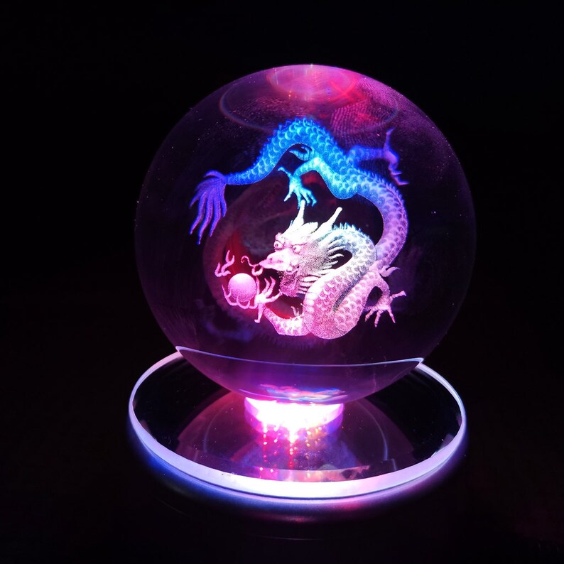 3D Crystal Earth Ball With Rotating LED Base - 80mm Diameter, Physics Gift, Desk Decor - View #5