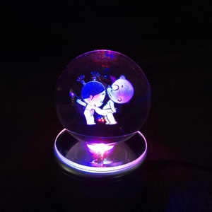 Modelo de bola de cristal con sistema solar en 3D y base con lámpara Led  vidrio transparente 80 mm315pulgadas bola de cristal con sistema solar el  mejor regalo de cumpleaños para niños
