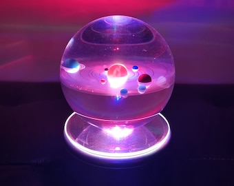 3D Crystal Ball with Sports Solar System Model and Rotating LED lamp Holder（3.15 in）