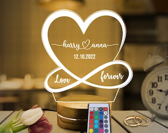 Custom Night Light Romantic Gift for Her Him, Personalized LED