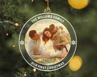 Customized Family Ornament With Photo, Family Acrylic Ornament, Picture Family Christmas Ornament 2023, Personalized Family Tree Decor