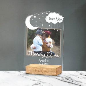 Personalized Mommy and Me Acrylic Photo Plaque, Gift for New Moms on 1st Mother's Day, Custom ...