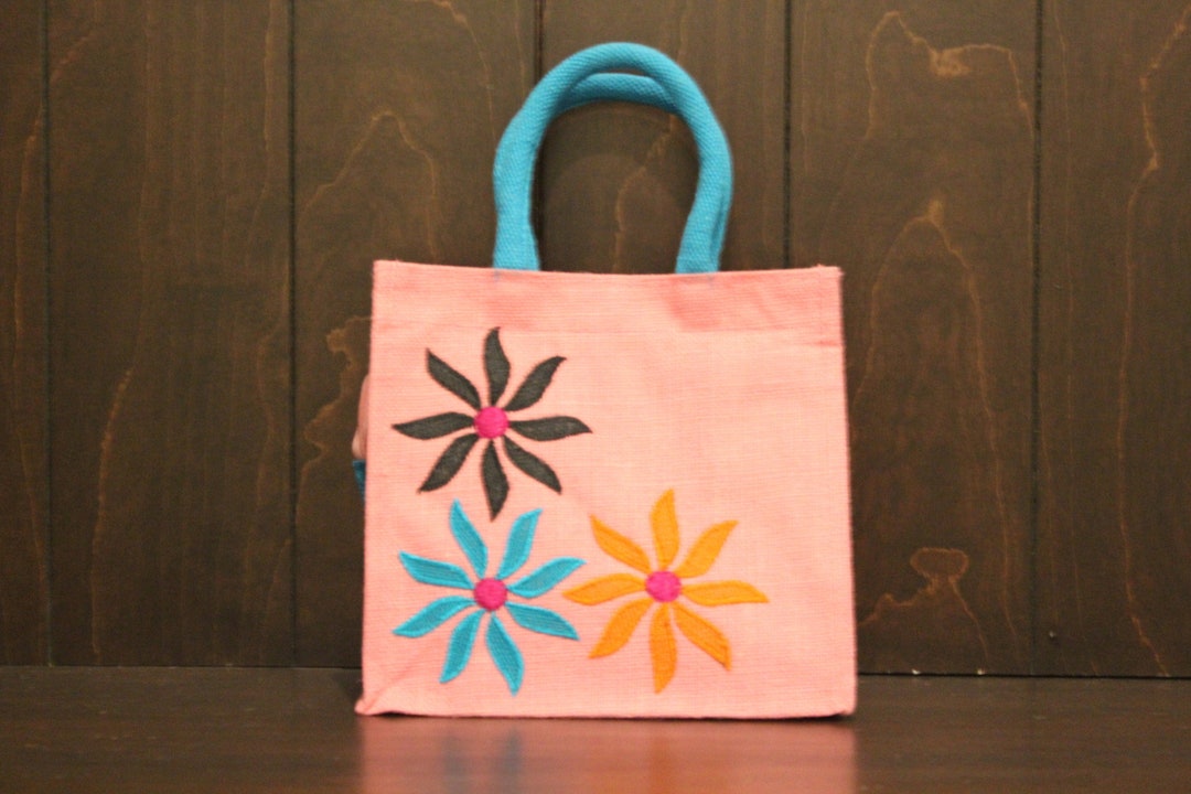 Embroidery Jute Bags Etsy