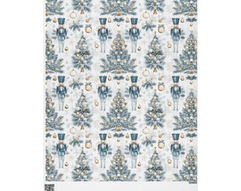 Vintage Christmas Wrapping Paper, Nutcrackers & Christmas Trees, Holiday Gift Wrap, Festive Christmas Paper, Retro Style Wrapping Paper