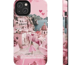 Trendy Phone Case, iPhone 14 15 16 Pro Max Tough Case, Amalfi in Pink Case, Girly Phone Case, Coquette Heart, iPhone & Samsung Galaxy Case