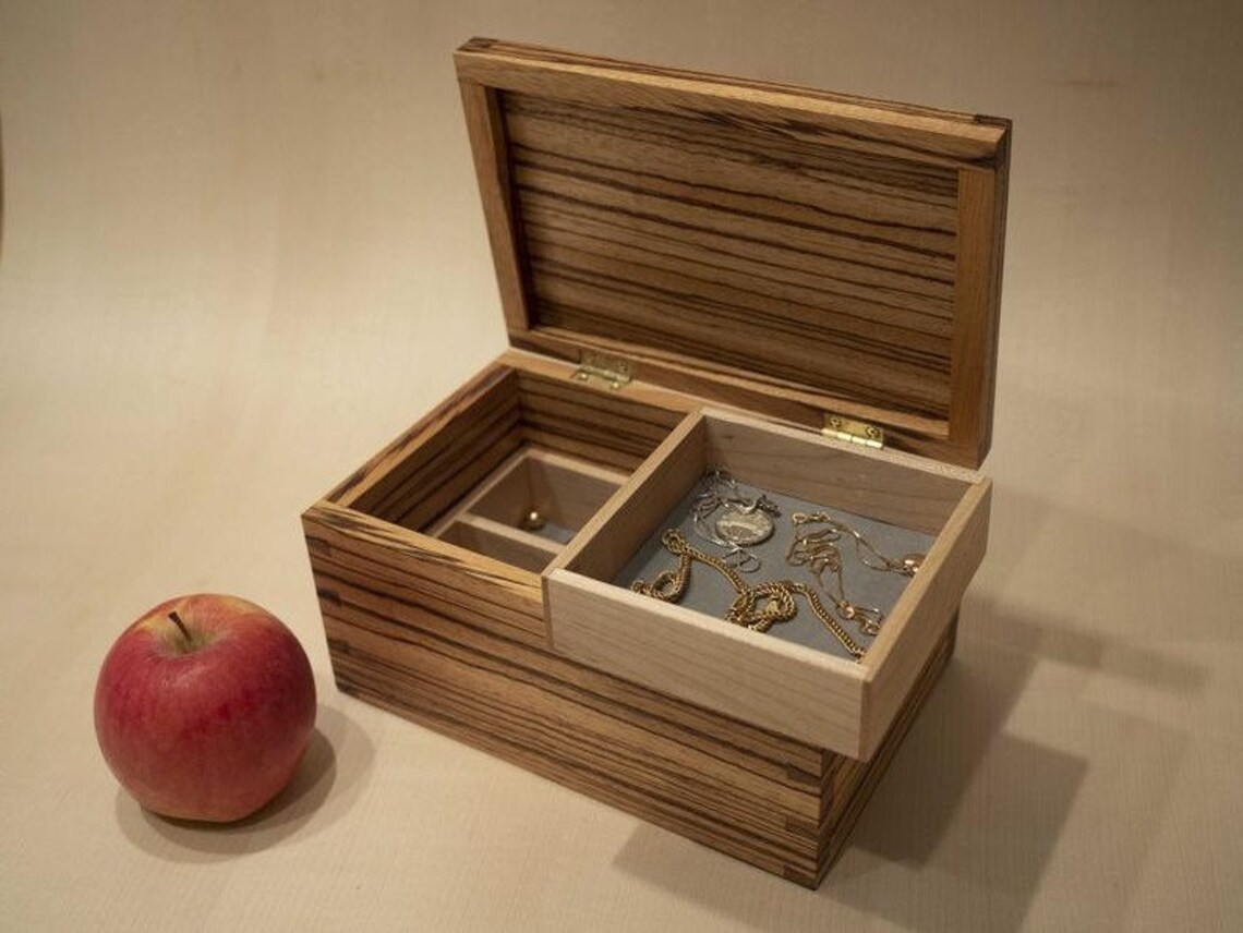 Zebra Wood Jewelry Box With HandCut Dovetails Etsy