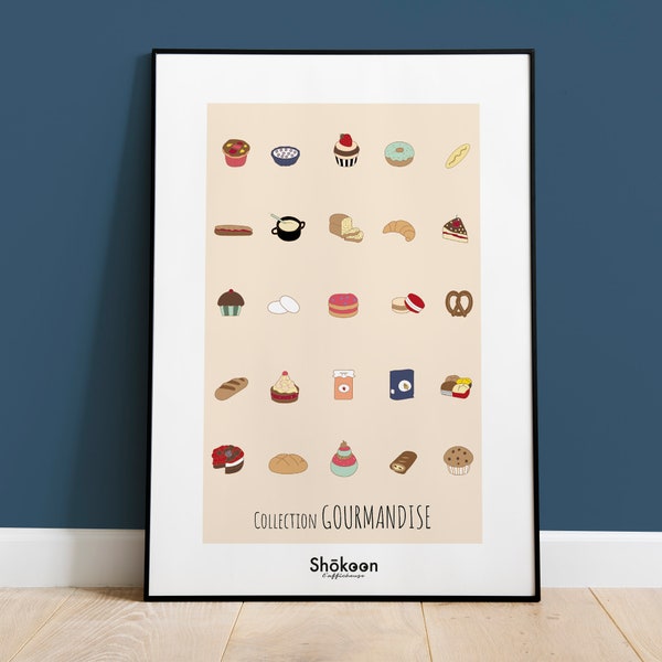 Affiche illustration COLLECTION GOURMANDISE | Affiche de gâteaux