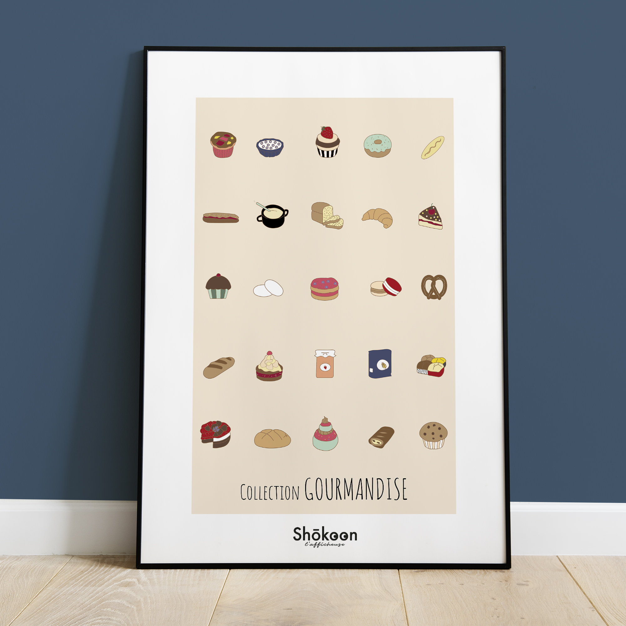 Affiche Illustration Collection Gourmandise | Affiche de Gâteaux