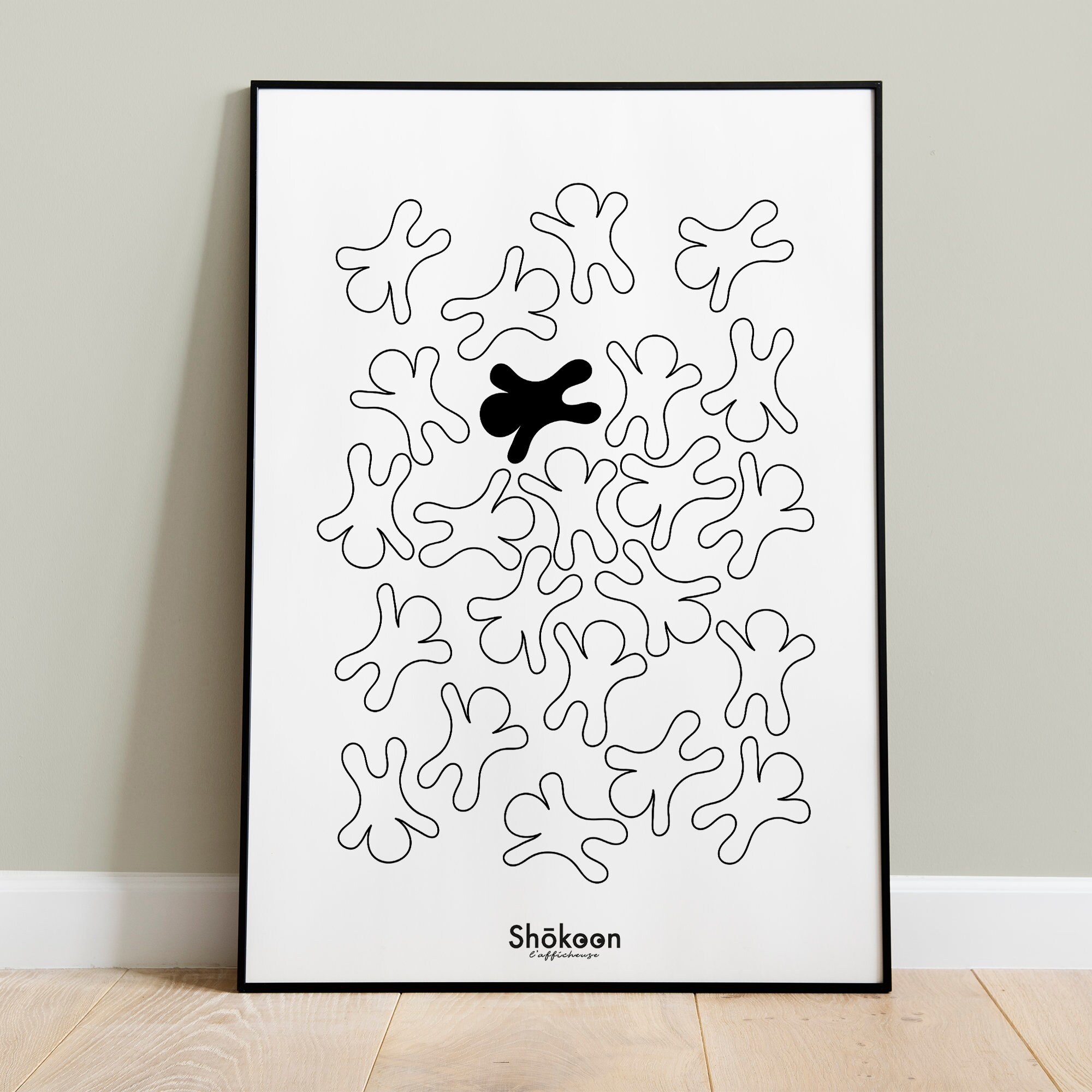 Affiche Minimaliste Bonhomme Crowd Of Different | Affiche & Poster Décoration Murale Tendance