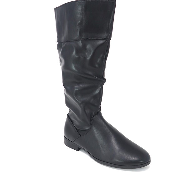 Slouch Leather Lace Up Boots