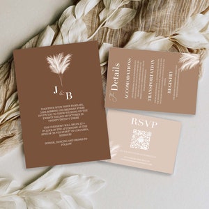 Fall Boho Wedding Invitation | With Details and RSVP Card! | 100% Editable Template