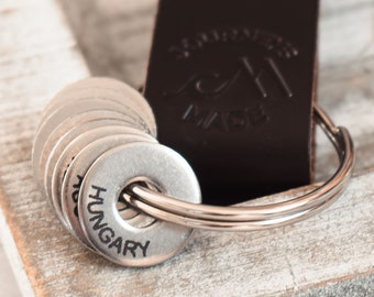 Engraved Country Travel Tokens for Travel Keychains | Personalised Travel Charms, Travel Gift, Travel Keyring, Travel Key Ring, Country Ring