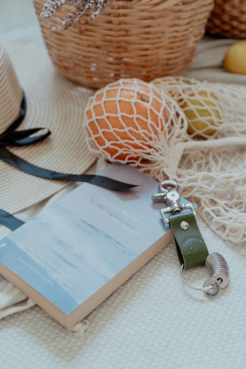 Green Travel Gift Set Personalised Leather Travel Keyring With Country