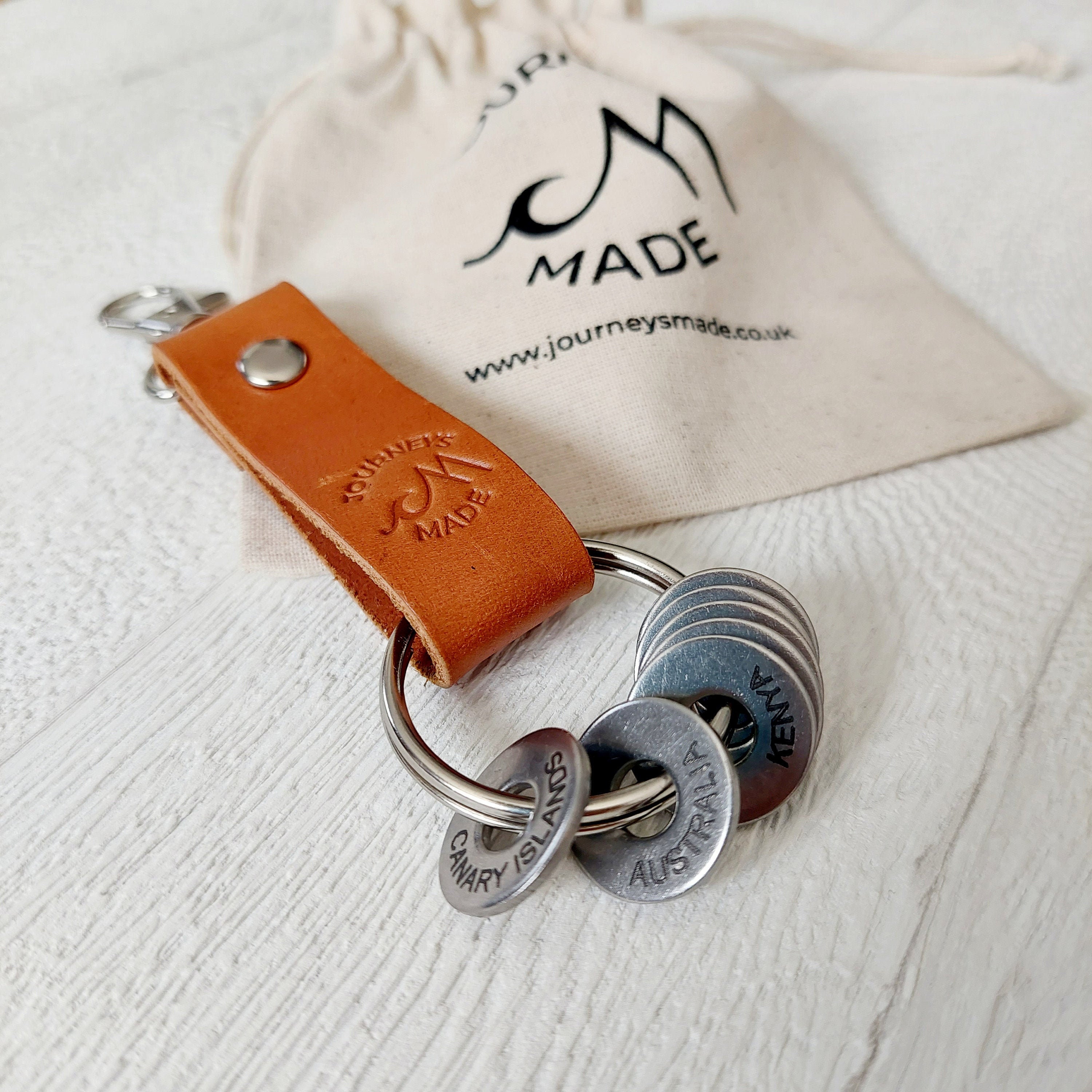 Leather Travel Keychain Tan Travel Keyring Travel Gift Etsy