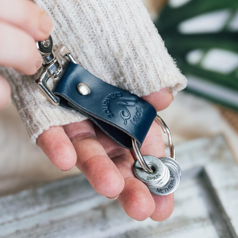 Gap year gift – Personalised travel keychain | Travel gift for him or her | Country token keyring | Adventure gift | Gifts for travellers image 1