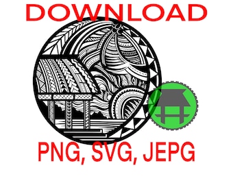 Samoan house tribal pattern; svg, png
