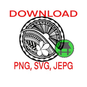Tribal circle with flower; frangipani png,SVG