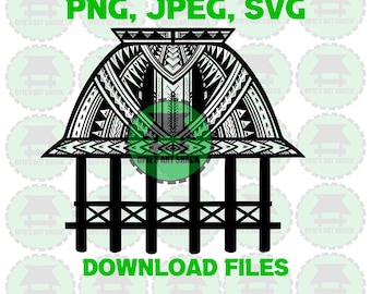 Fale Samoa house tribal pea tattoo png, svg files Polynesian tribal shirt files.