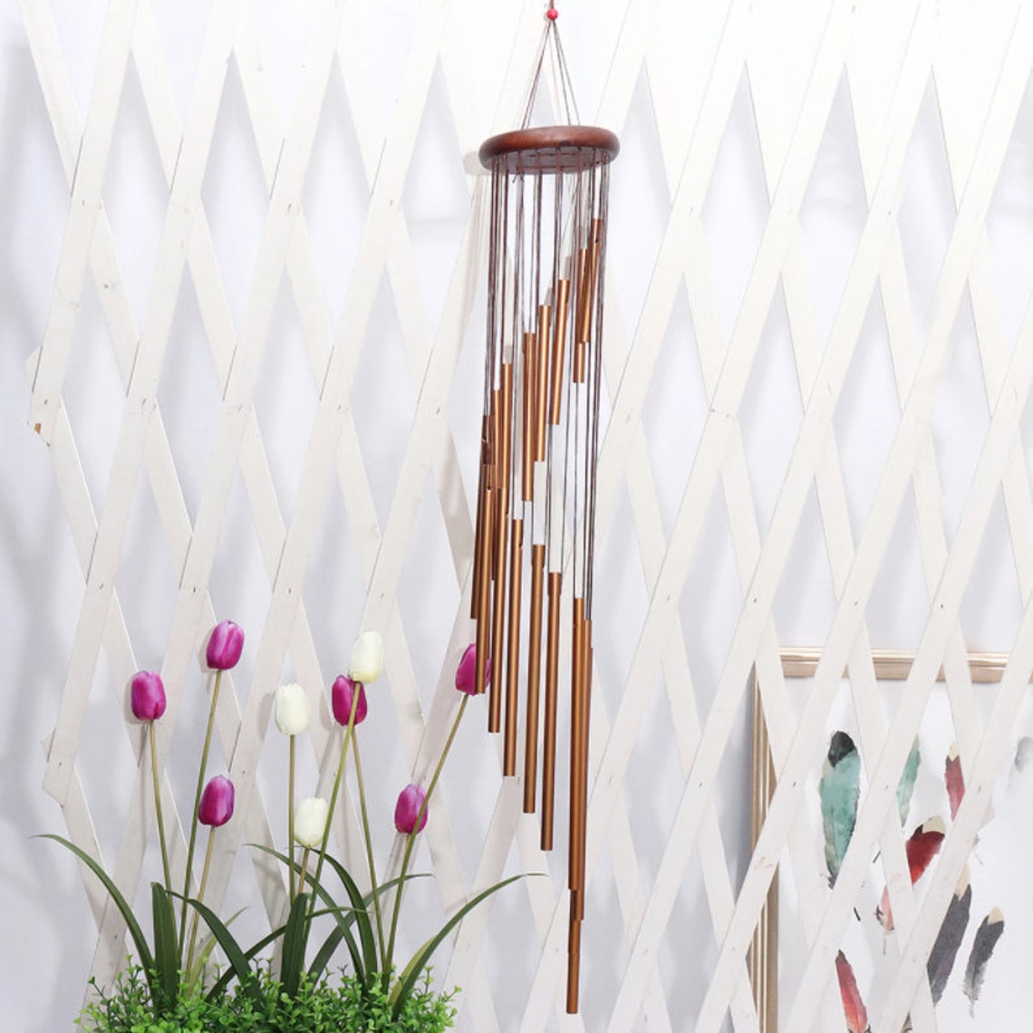 Large Wind Chimes Home Garden Hanging Decorations 18 Metal Etsy