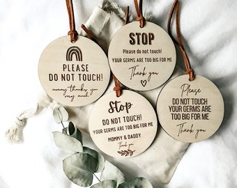 STOP Please Don’t Do Not Touch My Baby | Stroller Germ Disc | Infant Hygiene Sign | Baby Car Seat Tag | Baby Gift