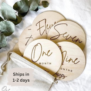 Disques des jalons mensuels en bois | Accessoires photo bébé au mois | Cartes bébé étape importante | Cadeau bébé | Prénom bébé | Souvenirs