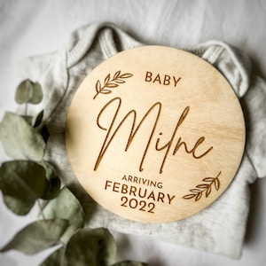 Disque d'annonce de grossesse | faire-part bébé personnalisé | Faire-part bébé personnalisé en bois | Accessoire photo | Plaque en bois